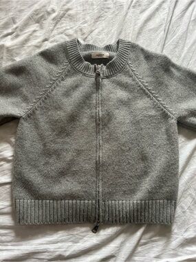Gray Zip-Front Women’s Sweater